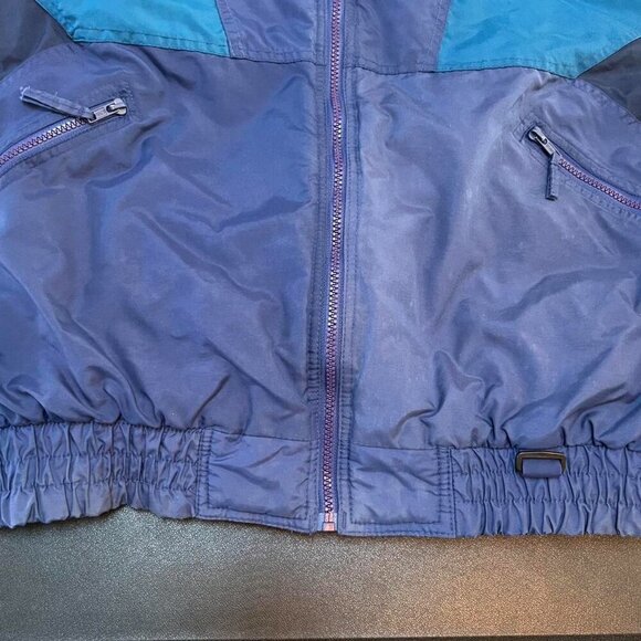 Vintage Brittania Blue Colorblock Ski Jacket Men’s L Unisex 90s Winter Coat - Picture 7 of 8